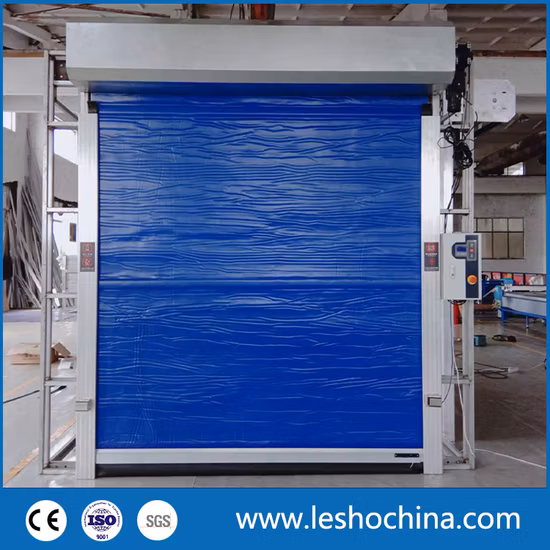 工業用自動 PVC 生地断熱冷凍室速効オーバーヘッドラピッドローラー高速ローリングクイックロールアップドア冷蔵室